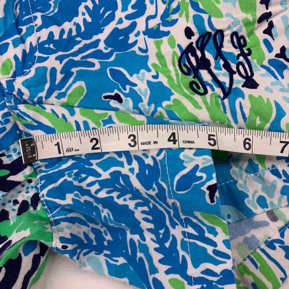 Lilly Pulitzer Shorts Womens 0 Blue Green Let’s Cha Cha Preppy Sea Monogram - Picture 11 of 12